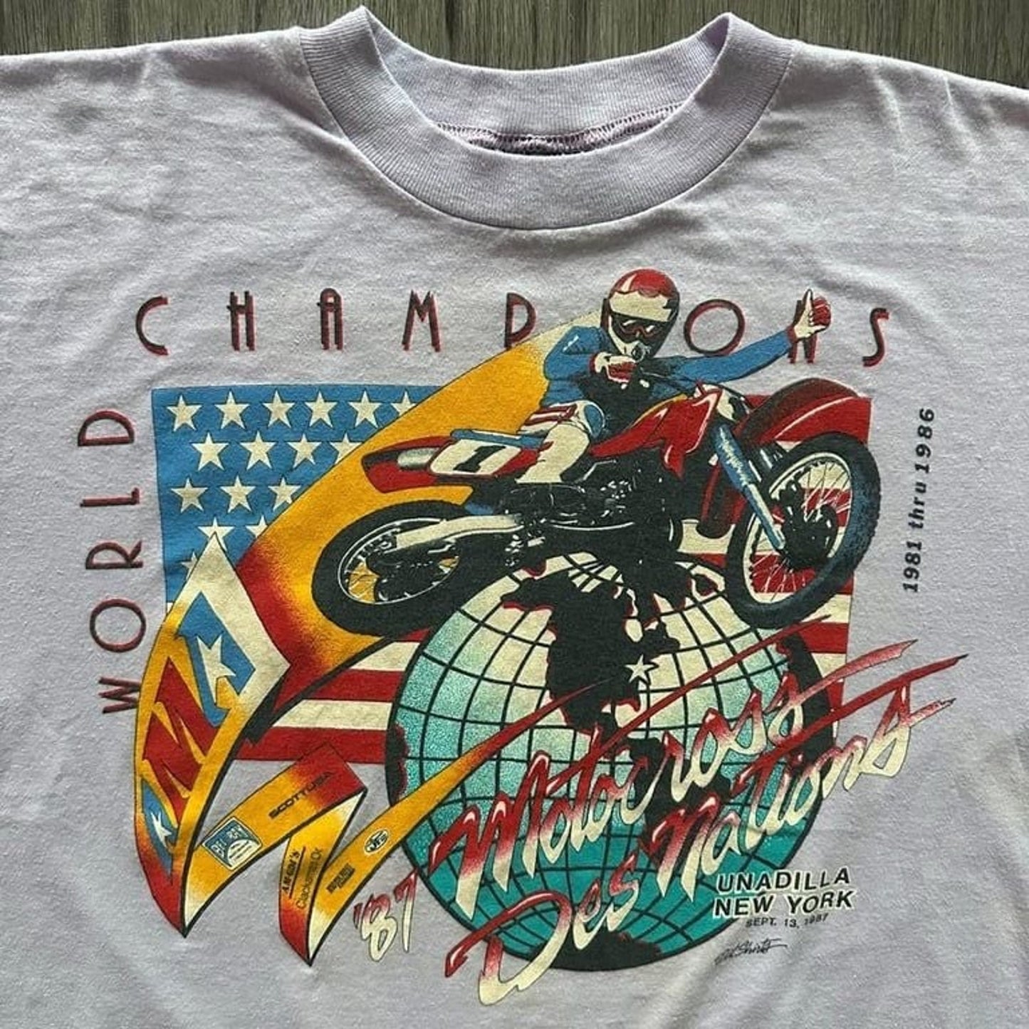 Vintage 1987 USA Motocross Des Nations Unadilla T-Shirt Original Dirt Shirts
