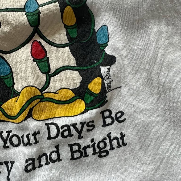 Vintage 1989 LIGHT UP Christmas Sweatshirt Sweater Screen Stars