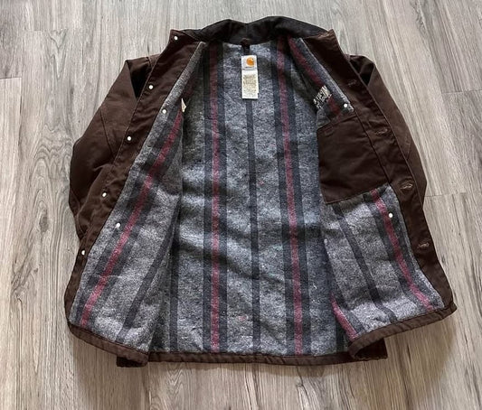 Vintage 90s Carhartt C02 DKB Jacket Blanket Lined Chore Coat
