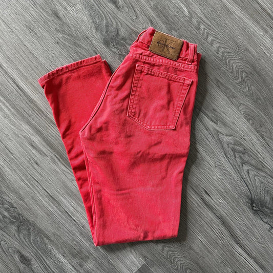 Vintage 90s Calvin Klein Denim Jeans High Wasted Red