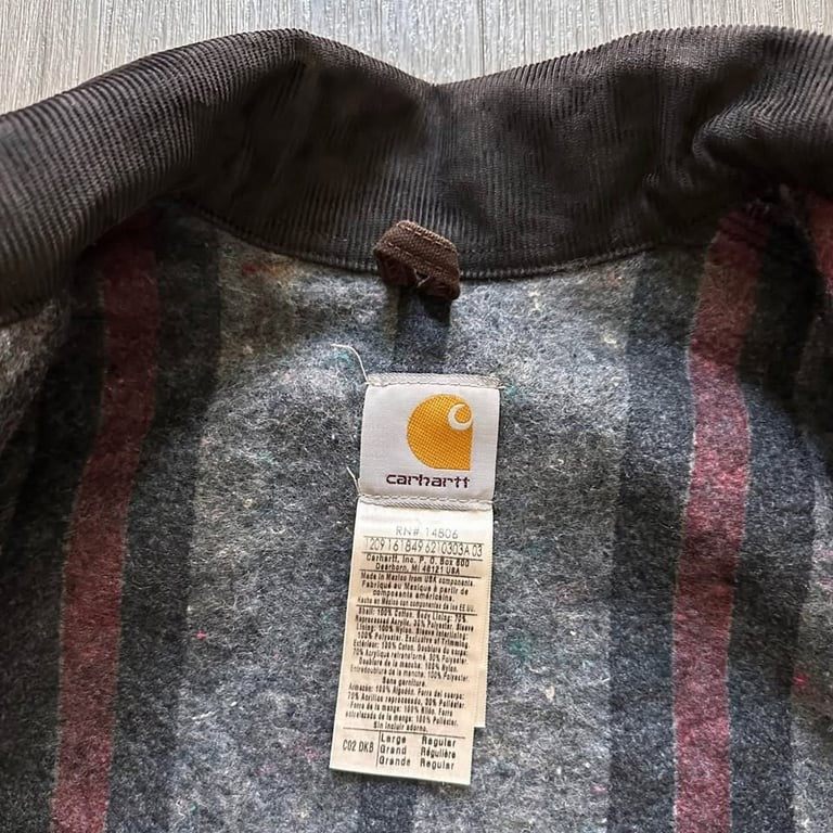 Vintage 90s Carhartt C02 DKB Jacket Blanket Lined Chore Coat