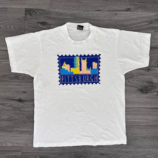 Vintage 90s Screen Stars Pittsburgh Skyline T-Shirt