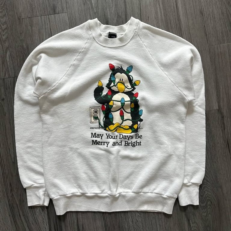 Vintage 1989 LIGHT UP Christmas Sweatshirt Sweater Screen Stars