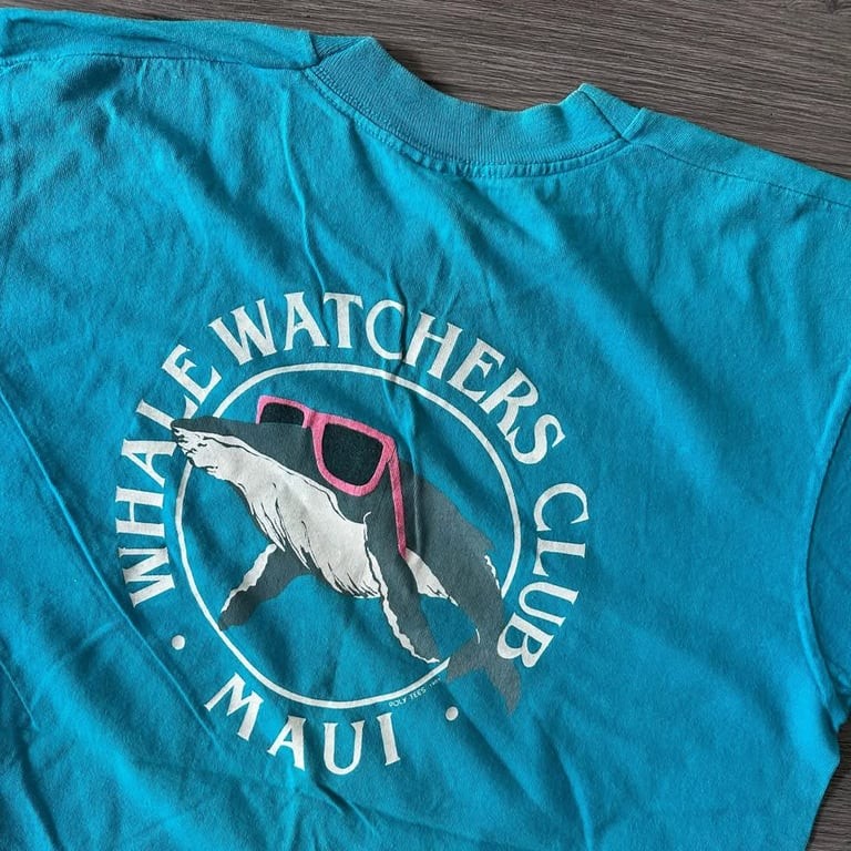 Vintage 1985 Maui Whale Watchers Club T-Shirt