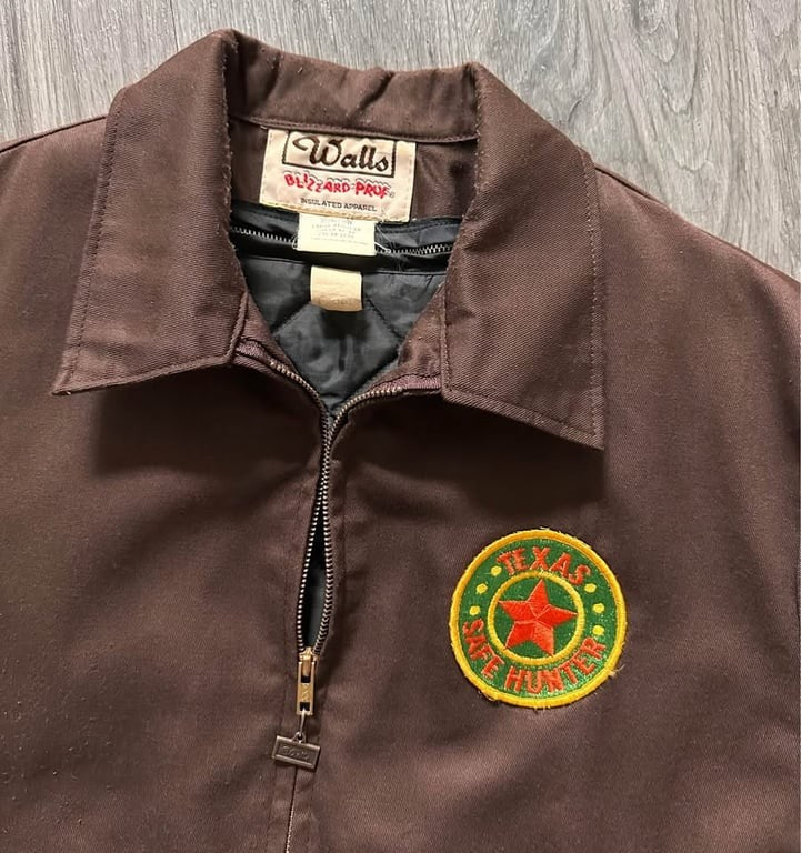 Vintage 70s Walls Blizzard Pruf Work Jacket Texas Safe Hunter Patch