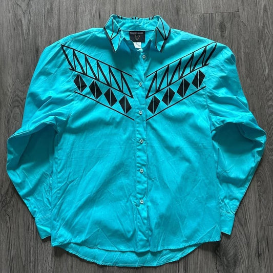 Vintage 90s Wrangler Frontier Series Western Button Down Shirt