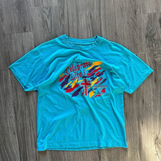 Vintage 90s Celebrate Life Jesus T-Shirt