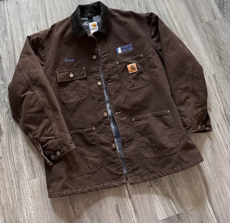 Vintage 90s Carhartt C02 DKB Jacket Blanket Lined Chore Coat